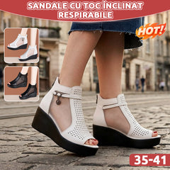 Sandale cu Toc Înclinat și Plasă Respirabilă – Confort Maxim și un Plus de Înălțime