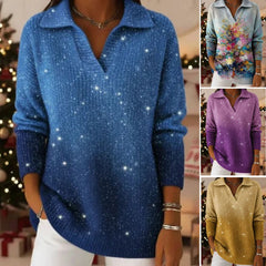 🔥 【S-5XL】✨ Női csillogó, V-nyakú hosszú ujjú felső – kényelmes, puha és elegáns, több színben