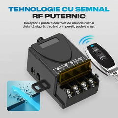 Comutator Telecomandă Fără Fir DC 9V-72V pentru Pompe și Lumini, Releu de Mare Putere 30A, Control prin Perete cu 2 Butoane ON/OFF