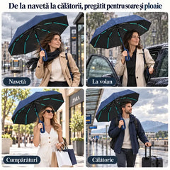 🌪️ Rezistentă la Vânt și Ultra-Practică! – 10 nervuri ranforsate, deschidere automată și protecție UV UPF 50+! 💼⚡