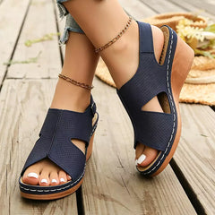 👡 Sandale din piele naturală cu platformă ortopedică și design decupat｜Talpă moale și respirabilă, susținere pentru bolta piciorului