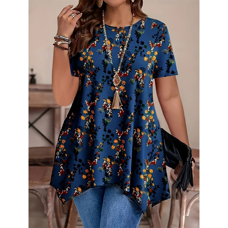 【S-5XL】Bluză lejeră cu imprimeu floral｜Bumbac respirabil, confortabilă și potrivită pentru orice siluetă