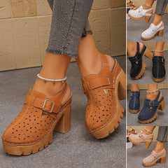 👡✨ Sandale elegante cu vârf închis și toc înalt – design decupat, confortabile și respirabile