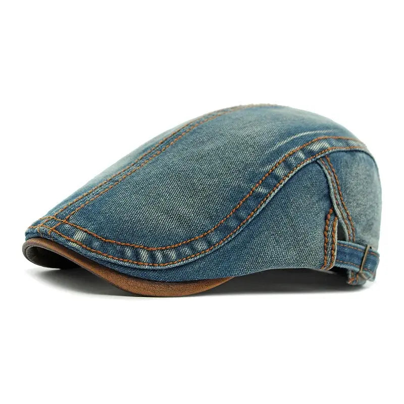 Șapcă Retro din Denim Spălat stil Beretă Britanică Unisex – Șapcă Clasică de Blugi cu Cataramă Reglabilă pentru Bărbați și Femei