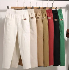 🔥【M-6XL】🍃Pantaloni casual elastici respirabili cu talie înaltă pentru femei de vară