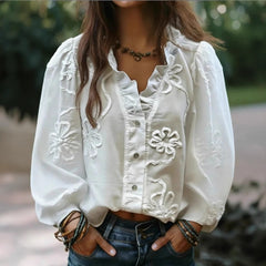 【S-3XL】Bluza s cvjetnim vezom i napuhanim rukavima