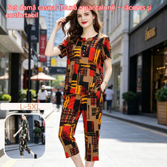 🎀👚👖 Set damă casual (bluză + pantaloni) – răcoros și confortabil