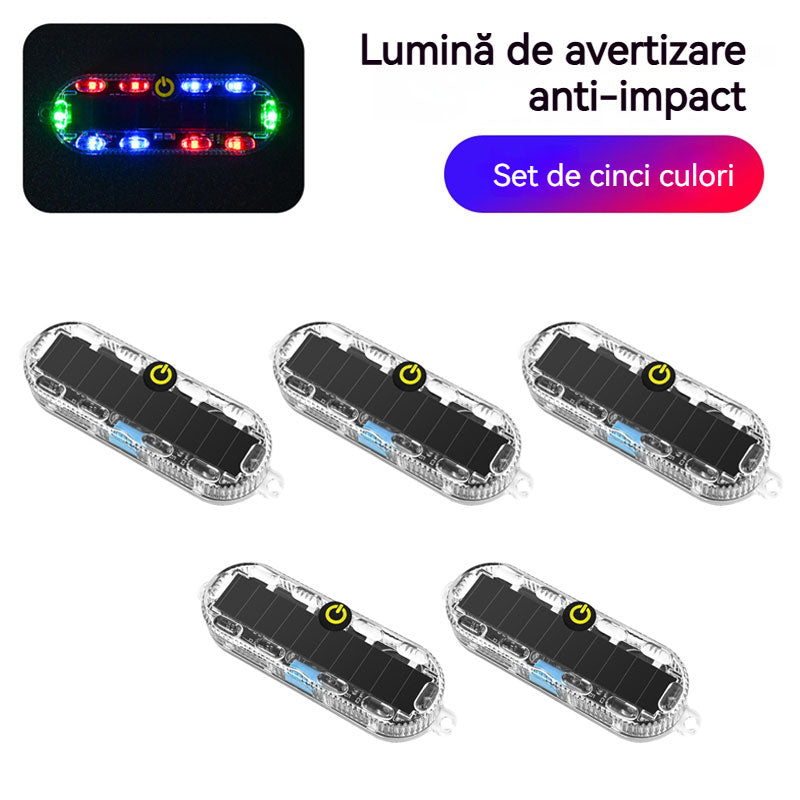 【Pachet de 5】Lumină de avertizare solară LED – anti-coliziune | Instalare fără cabluri