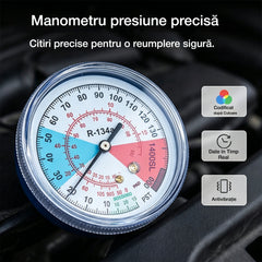 ⏳Ofertă limitată în timp⏰ Furtun de încărcare cu agent frigorific R134a pentru instalații A/C, cu manometru – unealtă universală și ușor de utilizat pentru proiecte DIY 🔧