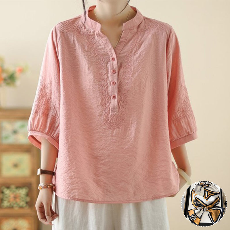 【XL-5XL】Bluză elegantă stil oriental | Lejeră și feminină，🎉 Promoție limitată: Primești CADOU o eșarfă elegantă!