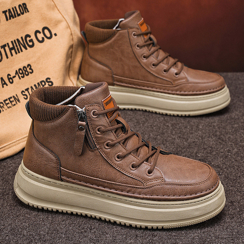 Férfi kültéri túrabakancs – Vastag talpú, magas szárú Martin csizma, divatos és kényelmes