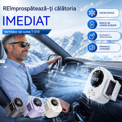 Nou Ventilator USB Portabil de Mare Capacitate, cu Afișaj Digital LED – Ideal pentru Mașină, Camping și Exterior, Reîncărcabil