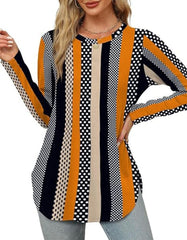 Női egyszínű hosszú ujjú felső – laza fazon, kerek nyakú, kényelmes basic póló