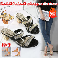 👡Papuci la modă cu toc înalt cu diamante