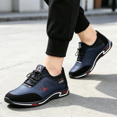 Pantofi Sport de Bărbați în Culori Contrastante, Adidași Casual cu Broderie Flacără și Șiret Elastic, Încălțăminte Ușoară și Confortabilă de Zi cu Zi