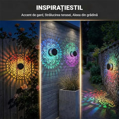 🌈【Cumperi 1, primești 1】Lampă solară de perete / grădină cu model mandala decupat și efect de lumină și umbră