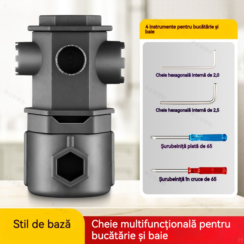 Cheie Universală 16 în 1 pentru Demontat Aerator și Cartuș Robinet, Instrument Multifuncțional pentru Baterii de Bucătărie și Baie