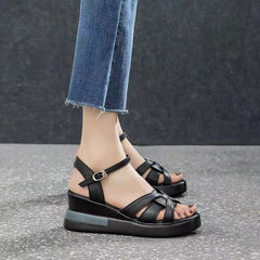💞【Reducere 45%】【Mărimi 35-40】Sandale noi cu platformă din piele naturală