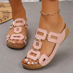👡【Confortabile, fără oboseală la mers】Sandale retro cu platformă și toc tip wedge (ortopedic)