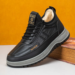 Kényelmes férfi téli sportcipő valódi bőrből – vízálló, puha talp, meleg bársonybélés【39–45】