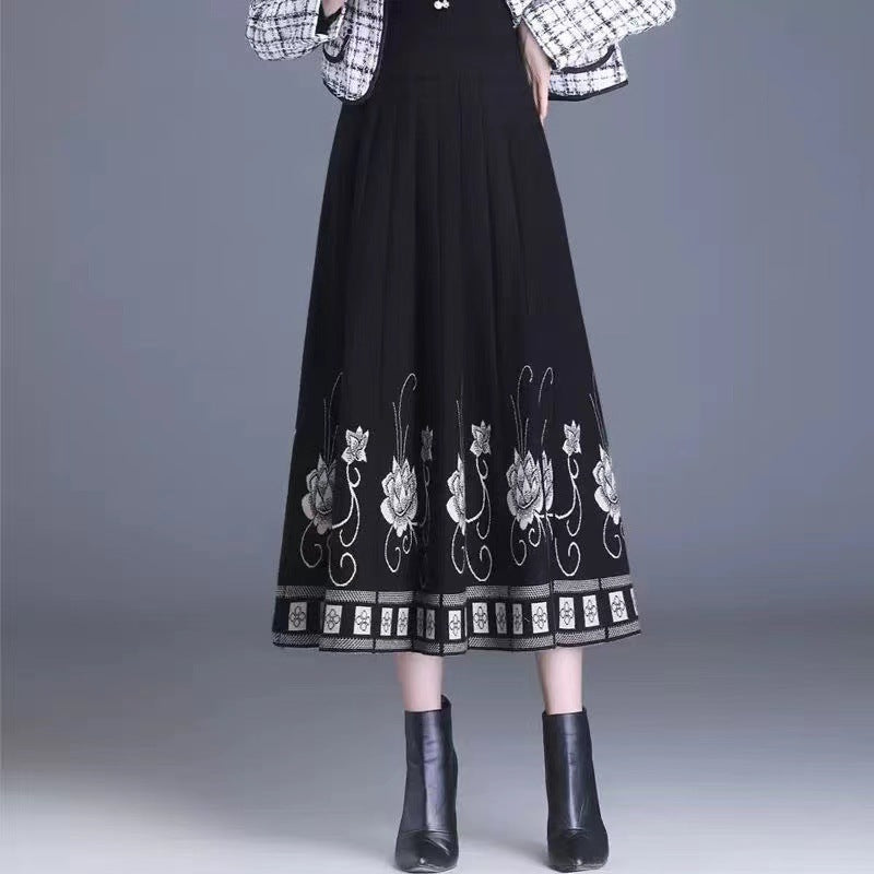 Női magas derekú A-vonalú kötött szoknya – rugalmas, karcsúsító és elegáns stílus