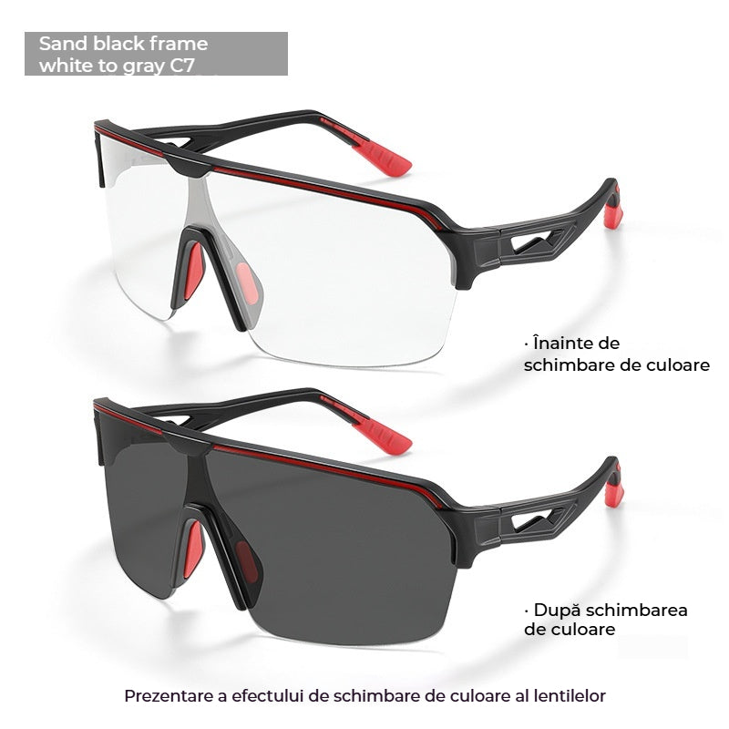 Ochelari Sport Profesional pentru Ciclism: Lentile Fotocromatice Inteligente, Protecție UV400, Vedere HD, Ideali pentru Zi și Noapte