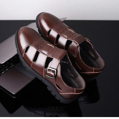 🔥【38~44】👞andale de vară pentru bărbați, casual, cu goluri din piele, pentru afaceri！