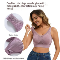 😍❤️【Set 3 bucăți】✨ Sutien din dantelă fără sârmă pentru femei — potrivit pentru 40–120 kg