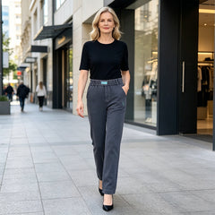 Pantaloni de Damă cu Textură de "Mătase Rece" – Material Elastic, Fin și Foarte Confortabil