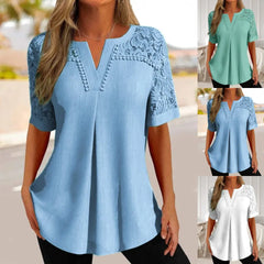 ✨【S-6XL】🎉 Tricou damă din dantelă, mânecă scurtă, model nou 2026