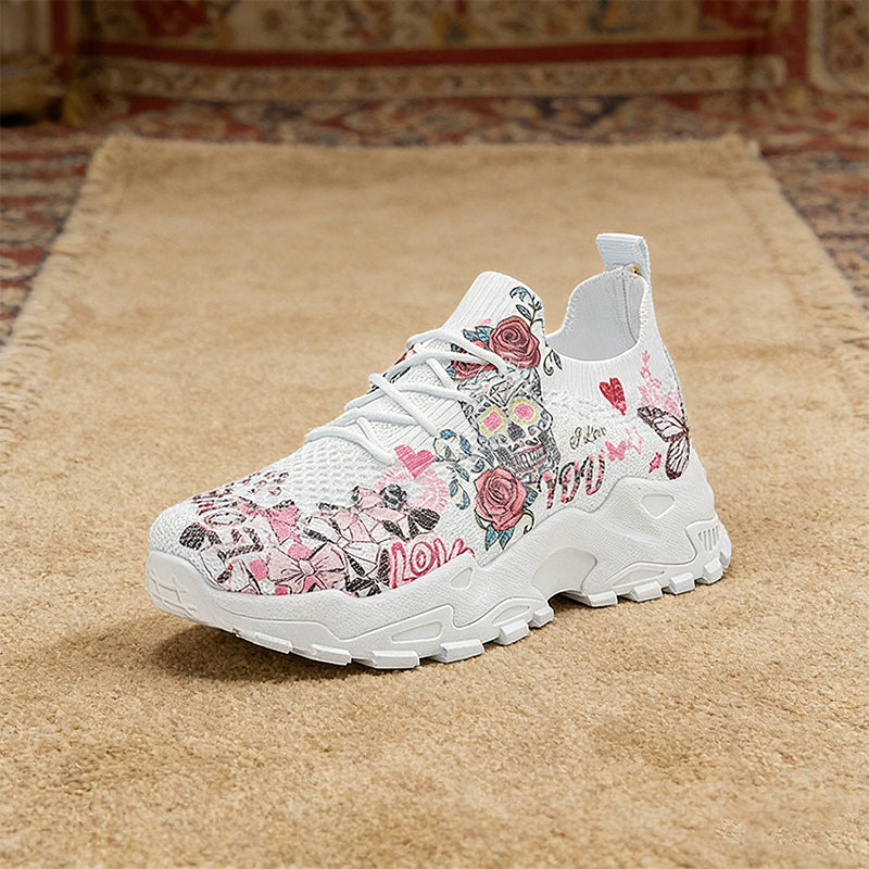 👟Adidași Casual cu Imprimeu Modern, Material Respirabil Tip Mesh, Talpă Flexibilă Anti-Alunecare, Ideali pentru Plimbări