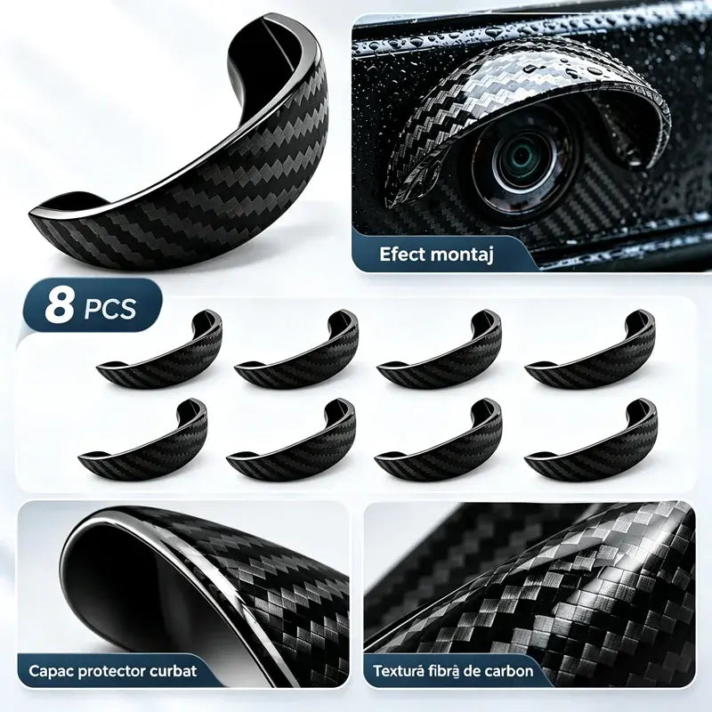 🚗 Protecție Ploaie pentru Camere Auto (Set 4+4 CADOU – Total 8 Bucăți) – Cifru Carbon, Vedere Clară la Mersul Înapoi!