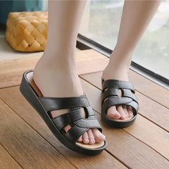 Papuci de Dama din Piele cu Design Decupat – Talpă Moale Ortopedică cu Suport Arc Plantar, Ameliorează Durerile de Picioare, Respirabili și Anti-Alunecare