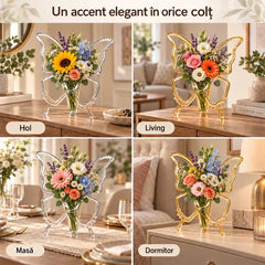🦋 Vază Decorativă în Formă de Fluture – Accent Artistic și Elegant pentru Florile Tale! (Acrilic Transparent, Disponibilă în 3 Culori)
