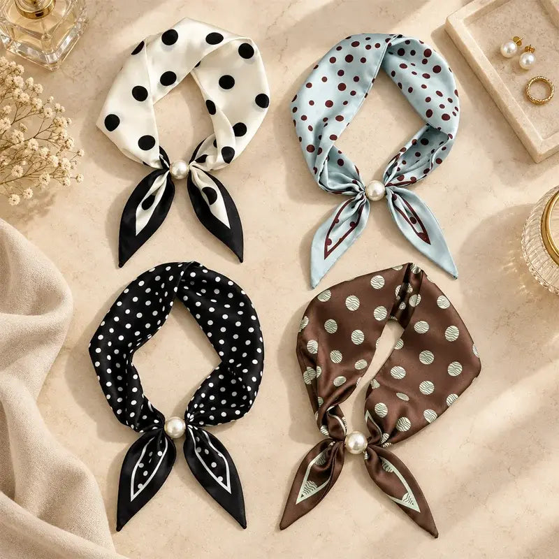 ✨ Set 4 Eșarfe Înguste din Mătase – Eleganță și Rafinament pentru Primăvară-Vară! Material Fin, Versatile, Ideale pentru Gât, Păr sau Geantă!