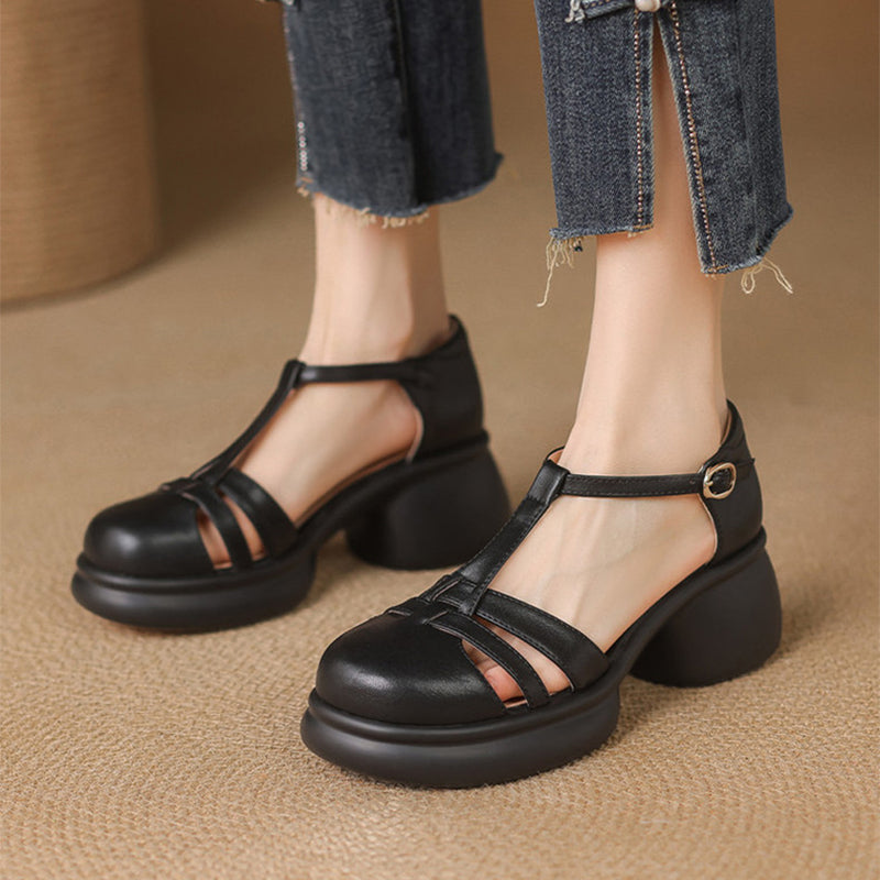 👡Pantofi Elegante cu Toc Gros și Barete T, Design Retro cu Talpă Moale, Confort Sporit, Mărimi 35-40