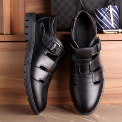 🔥【38~44】👞andale de vară pentru bărbați, casual, cu goluri din piele, pentru afaceri！