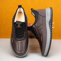 Kényelmes férfi téli sportcipő valódi bőrből – vízálló, puha talp, meleg bársonybélés【39–45】