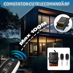 Comutator Telecomandă Fără Fir DC 9V-72V pentru Pompe și Lumini, Releu de Mare Putere 30A, Control prin Perete cu 2 Butoane ON/OFF