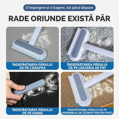 Perie de Curățat Păr de Animale și Scame, Dispozitiv Dual cu Lamă de Razuire și Perie Flansată, Soluție Eficientă pentru Haine, Canapele și Covoare