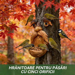 🛍️ Grădină de Poveste! Hrănitoare de Păsări și Decor de Copac cu Față de Moșneag