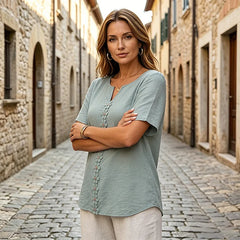 👚【Creat special pentru siluete plus-size】Tricou elegant cu broderie florală rafinată și design modern