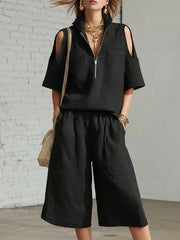 💖Cel mai mic preț pentru o perioadă limitată de timp🥼👖Set de două piese pentru femei, vara 2026, pantaloni scurți cu mânecă scurtă, cămașă și pantaloni lejeri