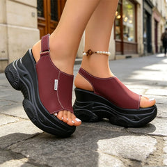 Sandale de Vară Dama cu Platformă Groasă și Talpă Ortopedică, Încălțăminte Casual Stil Sport, Model Decupat la Degete