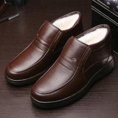 Férfi magas szárú valódi bőrcipő meleg béléssel – kényelmes, tartós és stabil viselet