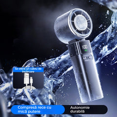 Ventilator portabil cu răcire 2026 | Efect de gheață · 100 viteze | Mini ventilator pliabil