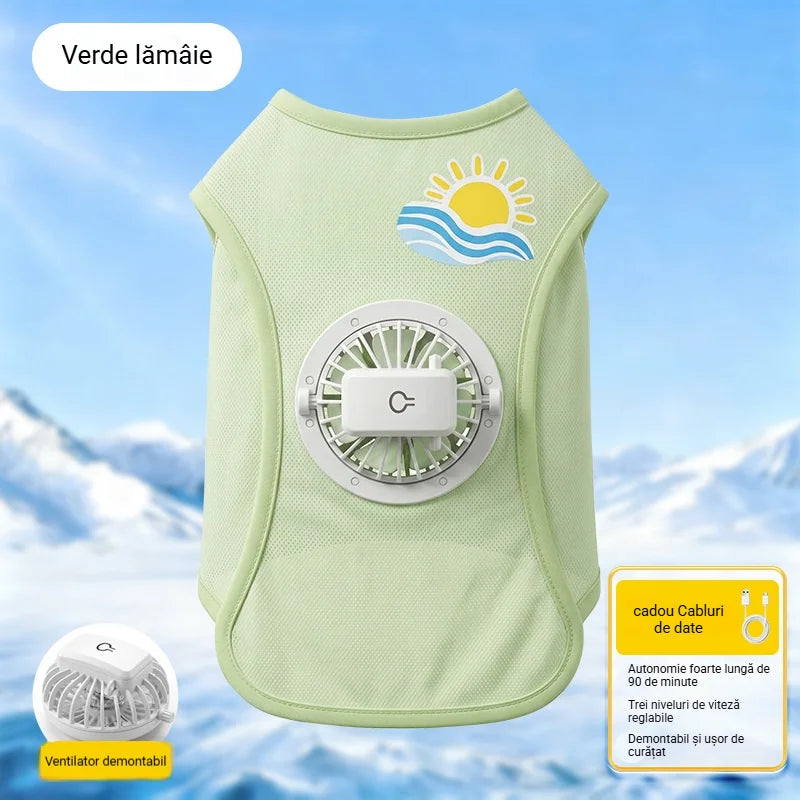 🛍️ Nou 2026: Vestă Răcoritoare cu Ventilator pentru Câini și Pisici 🐶 Protecție Solară și Material Respirabil | Ventilator Detașabil cu 3 Trepte, Încărcare USB, Mărimi XS-3XL (1-13 kg)