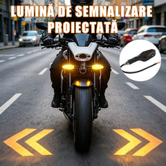 Set 2 Semnalizări Moto LED 3-în-1: Lumină de Zi, Semnalizare Dinamică și Proiecție Laser la Sol, Efect Multicolor, Universal