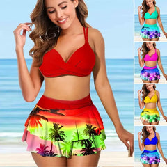 🔥👙 Set costum de baie nou cu imprimeu de palmieri (cocotier)