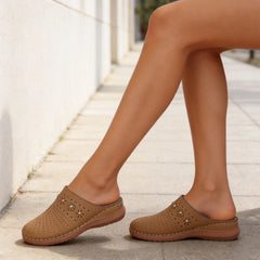 👡 Saboți de Vară din Piele Naturală cu Suport Plantar – Design Ergonomic Anti-Oboseală, Perforații Respirabile, Mărimi 36-43! ✨🏥